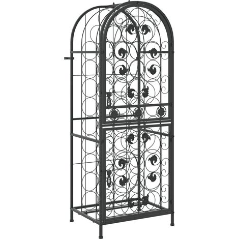 Casier à bouteilles 41 bouteilles noir 45x36x120 cm fer forgé