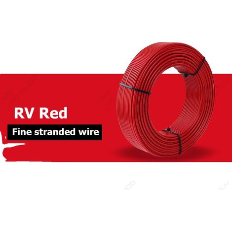 Cable de cobre, aislado con PVC, conductor trenzado, rojo-b, 19 AWG - 0,75 mm²-b, 100 m-b (1/2)