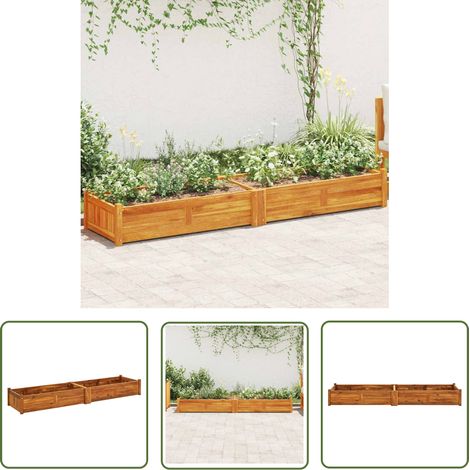 The Living Store Lit surélevé de jardin Bois d'acacia 200x50x25 cm - Jardinière En Bois - Pot De Fleurs Extérieur - Bac À Plantation - Bacs De Culture - Décoration Jardin (1/5)