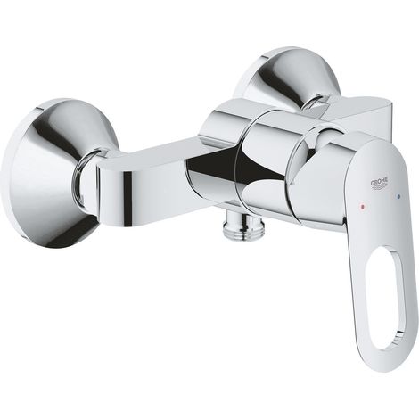 Grohe – Mitigeur monocommande douche avec clapet anti-retour – Montage mural – Levier métallique – Cartouche céramique 46mm – Chrome durable (1/5)