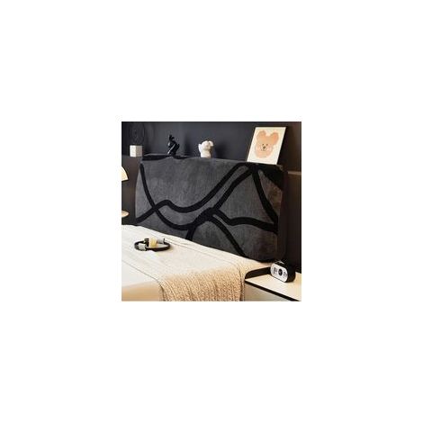 Housse Tête de lit Épaissie Peluche, Housse Douce et Lavable pour Têtes de Lit Simples Doubles King (Gris Foncé, 160cm)