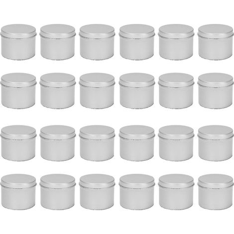 Lot de 24 boîtes rondes en métal noir, en aluminium, pour bougies, pots de rangement vides, crèmes cosmétiques. (1/5)