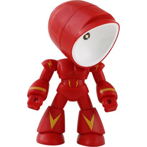 Veilleuse Décorative Lampe de Bureau pour Chambre Robot Rouge en PVC, Tête Réglable, 3 Piles Bouton et Décoration de Table (1/5)