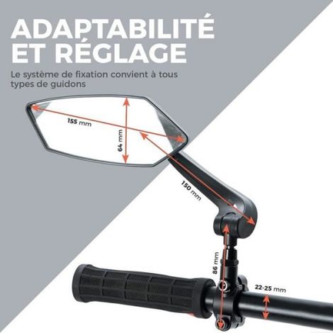 Rétroviseur vélo électrique universelle haute qualité réglable 360° - - Noir - Mixte (1/4)