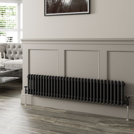 Traditional Black Colosseum Column Radiators Vertical Horizontal 300 x 1460mm Double