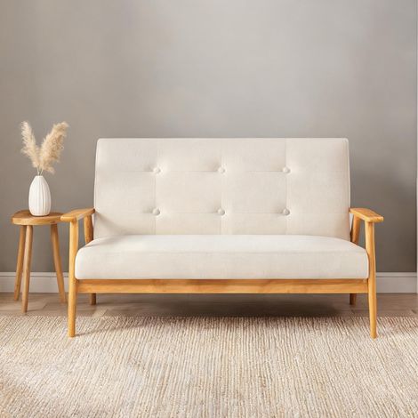 Canapé beige en lin 115 x 66,5 x 73 cm (1/5)