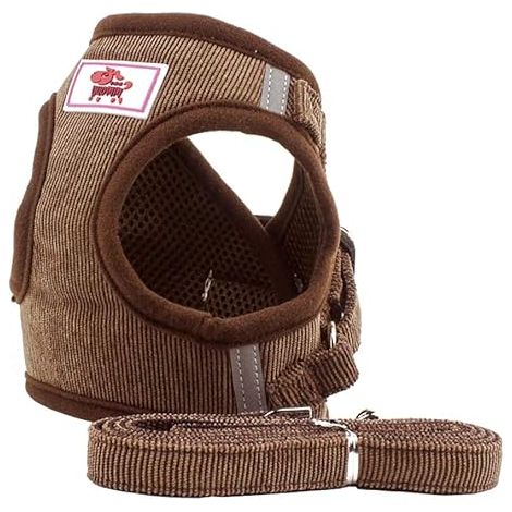 Gilet Harnais Doux Formation Maille Tissu Chien Gilet Harnais Pour Chiot Chat Petit Animal M Marron (1/5)