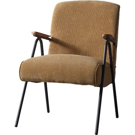 MF - Butaca de Diseño Modelo OSLO, Tapizado tejido corderoy mostaza. 62 x 72 x 87 cm