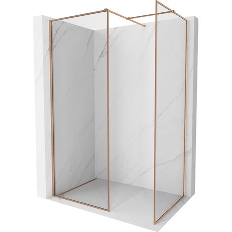 Mexen Kioto-XF Duschwand Walk-in mit Rahmen 100 x 80 cm, transparent 10 mm, gebürstetes Kupfer - 800-100-202-04-65-080-XF (1/5)