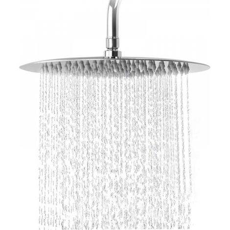 Pommeau de douche haut débit, booster, à effet pluie, pommeau de douche acier inoxydable, haute pression, argent, 10 pouces (1/4)