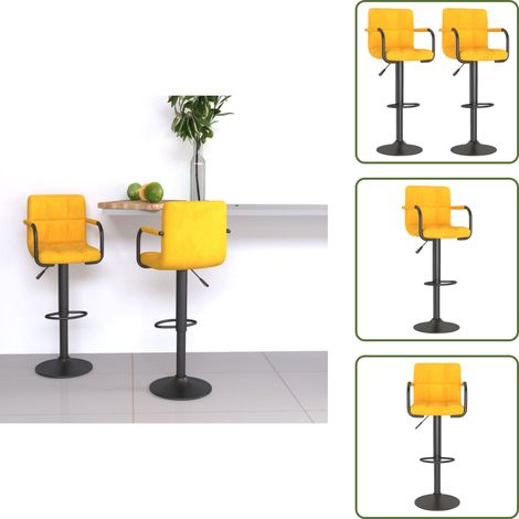 The Living Store -  Tabourets de bar lot de 2 jaune moutarde velours