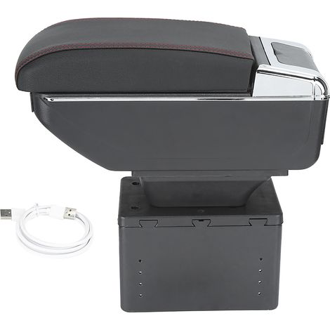 GARRYFIZH Boîte de rangement universelle pour accoudoir de console centrale de voiture, réglable avec interface USB