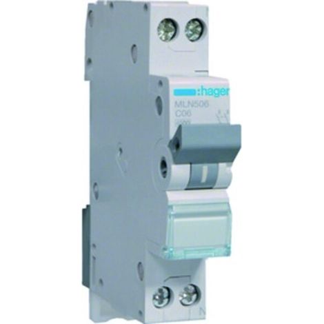 Hager LS-SCHALTER 1P+N 6A-C 6KA1PLE (MLN506)