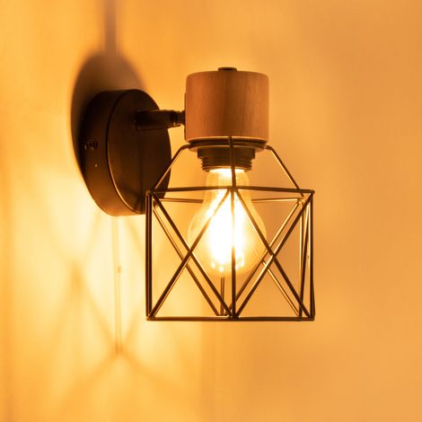 Retro Industrielle Wandleuchte Rostikal Schmiedeeisen Wandlampe Küche Bar Restaurant Loft E27 Schwarz (1/5)
