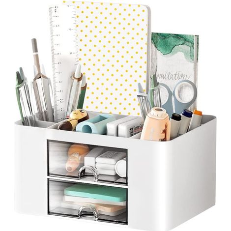 Organiseur de bureau, porte-stylo de bureau, tiroirs de rangement de bureau pour enfants, organiseur multifonctionnel avec porte-stylo pour la maison, le bureau et l'école (1/4)