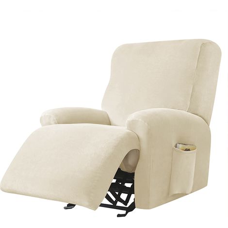 Bezug für RELAX ARMCHAIR mit ausziehbarer Fußstütze (4-teilig), Samt, creme