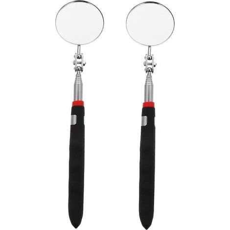 Outil d'inspection en 2 pièces : baguette télescopique flexible pivotante et miroir d'inspection rond-24X5.2CM-Black (1/3)