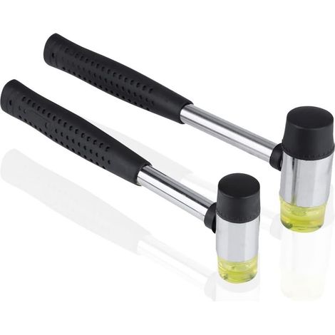 2 Pièce Marteaux En Caoutchouc En Plastique à Double Extrémité, 25 mm + 35 mm Maillet en Caoutchouc Double Face Avec Poignées Antidérapantes Pour Bois (1/5)