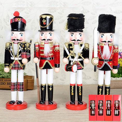 TrAdE Shop Traesio - Soldato Schiaccianoci Di Natale In Legno 30 Cm Decorazioni Addobbi Natalizi - (1/5)