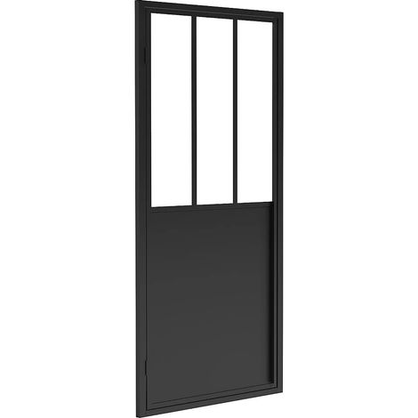 Porta per doccia girevole 80 x 195 cm Nero opaco Stile atelier - URBANIK (1/5)