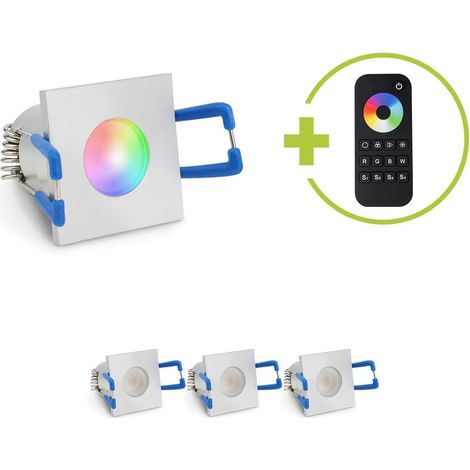 Einbaustrahler Mini Livorno eckig 3W RGBW IP65 - Farbe: silber - Anzahl: 4x (1/5)