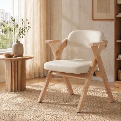 MEUBLIV 2 chaises pliantes de salle à manger 64,5 x 66,5 x 76 cm beige – avec accoudoirs (1/5)