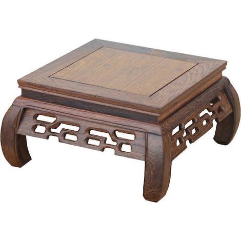 Étagère carrée en bois, support pour aquarium, vase, présentoir, rehausseur pour bocal à poissons, base pour plantes en pot-13.00X13.00X8.50CM-Coffee (1/4)