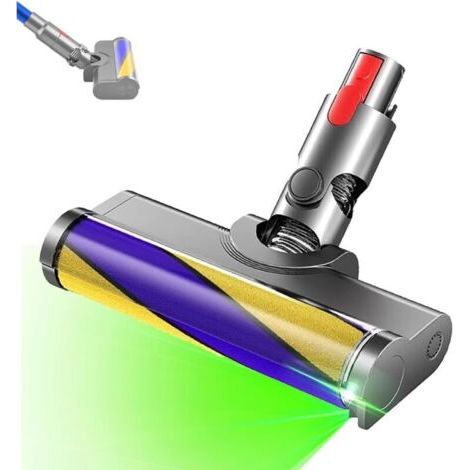 Accessoires de détection de poussière mis à jour pour aspirateur Dyson V15 V11 V10 V8 V7, tête de brosse à rouleau souple pour parquet, accessoires de remplacement avec lumière verte optique (1/4)