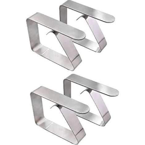 Lot de 4 pinces à tissu épaisses en acier inoxydable, grande taille, couleur argent (1/4)