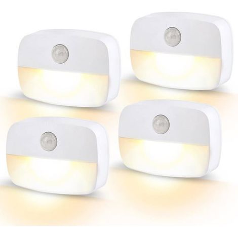 Bewegungsmelder-Nachtlicht, [4er-Pack] Batteriebetriebenes Klebe-Nachtlicht, warmweißes Licht [Energieklasse D] (1/5)