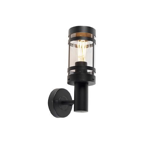 QAZQA gleam - Applique murale - 1 lumière - L 102 mm - Noir - Moderne - éclairage extérieur