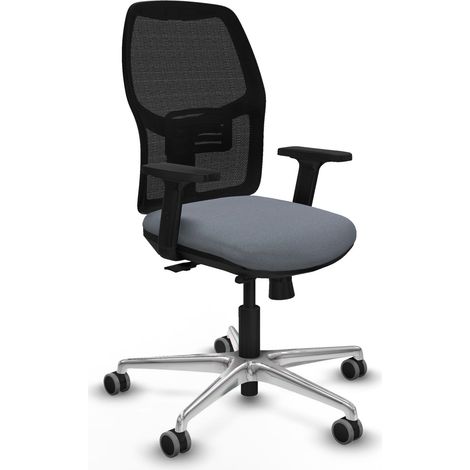 Chaise de bureau piqueras y crespo Alfera noir aluminium maille (1/2)