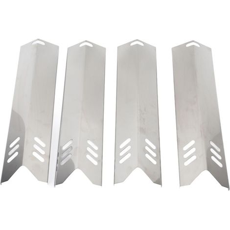 Lot de 4 plaques de protection thermique réglables en acier inoxydable pour brûleurs de four et barbecue à gaz. Déflecteurs de chaleur. (1/4)