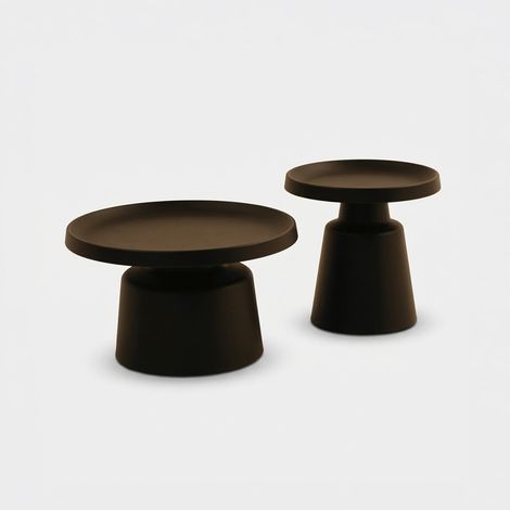 2er-Set runde Couchtische aus Metall Flintstones - Schwarz (1/5)