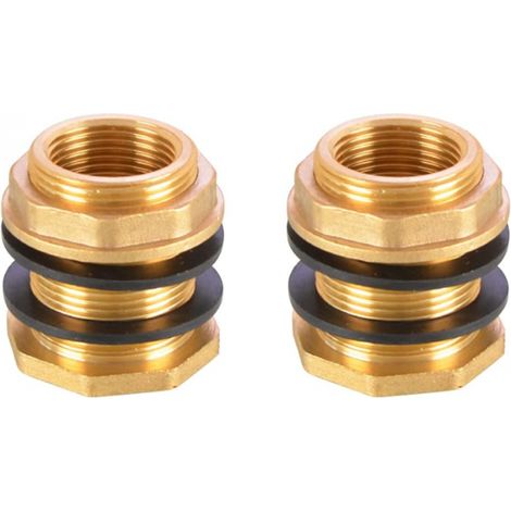 Raccord de Réservoir d'Eau en Laiton avec Joints Caoutchouc (G11/4 vers G1"), Lot de 2 (1/4)