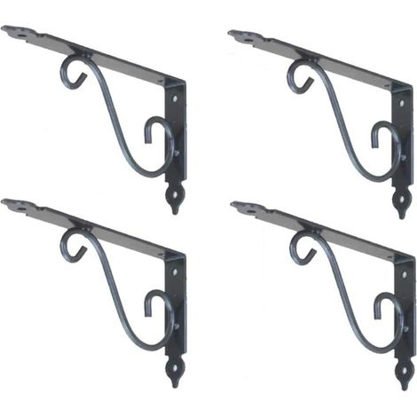 Equerre Etagere Murale,4 Pièces Supports Triangulaires de 90 Degrés en Acier,Fixation Murale En Forme De L Support,Multifonctionnels D'étagère De Support(Noir)