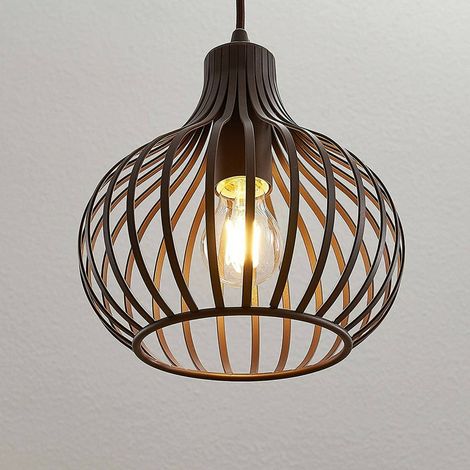 [NEUWERTIG] B-Ware Lindby Frances Hängeleuchte Leuchte Lampe Hängeleuchte Esszimmerlampe Braun 1 Fl