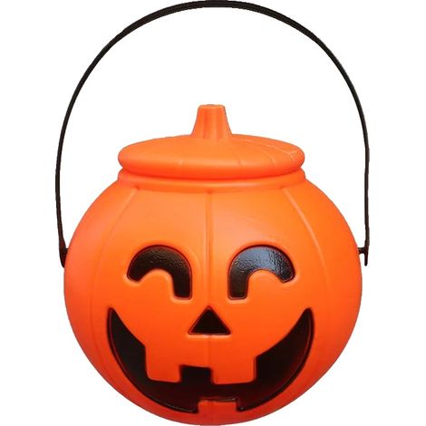 Linterna con forma de calabaza, efecto de luz, funciona con pilas, grande con tapa. (1/2)