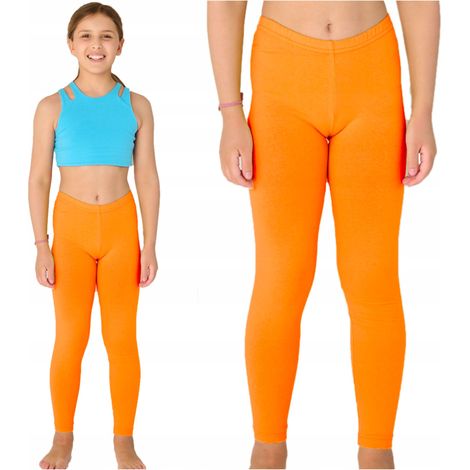 Leggings orange pour filles, leggings en coton doux pour enfants, Bates, leggings orange 122 pour filles, leggings en coton doux pour enfants, Bates (1/4)