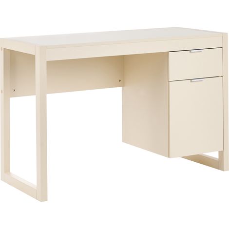 Escritorio escandinavo para oficina en casa con cajón almacenaje de madera 110 x 50 cm beige claro Johnson