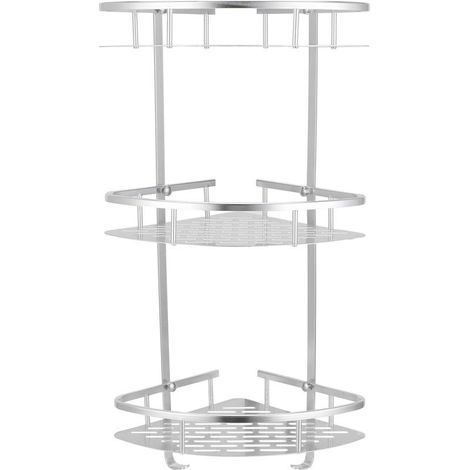 Shelf of shower angle 3 levels Aluminum spatial easy installation on all wall Drainage effective for products of bath (1/5)