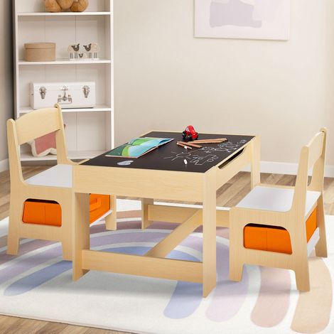 Mesa de dibujo reversible + 2 sillas GABRIEL con compartimentos portaobjetos