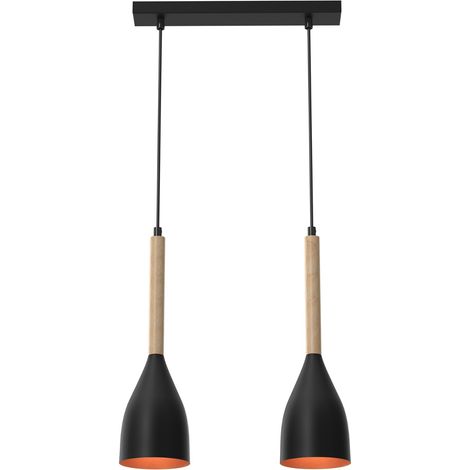 Suspension barre noire dorée 2 lumières Muza Luminex