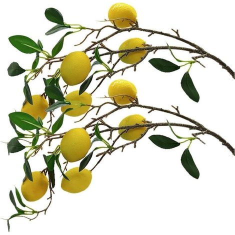 Künstliche Zitrone Zweig Schaum Zitrone 80cm Deko Obst (2er (1/5)