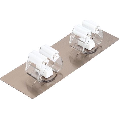 Porte-balais mural, organisateur, support de rangement pour balais et serpillères, lot de 2, blanc (1/5)