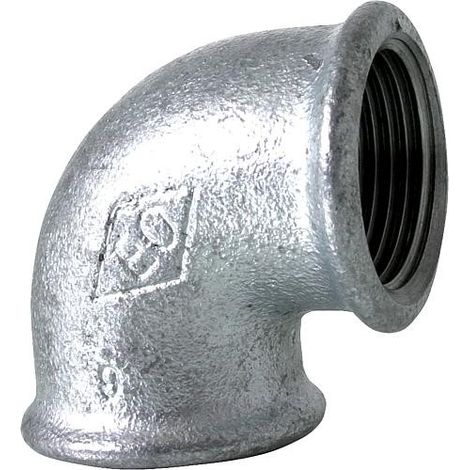 Temperguss Fittings Zink Doppelnippel Winkel Reduzierstück Muffe Rohrnippel 'Winkel 90° IG/IG,1 Zoll' (1/4)