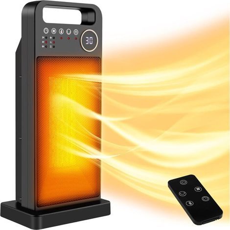 Radiateur soufflant portatif 2000W – 3 modes de chauffage – Télécommande – Minuterie 12H – Oscillation 60° pour chaleur uniforme (1/5)