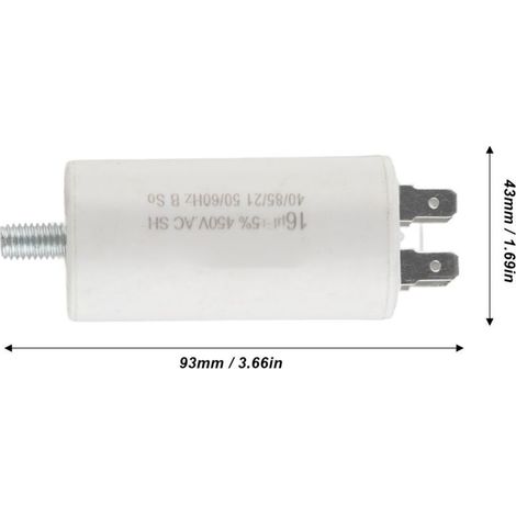 Bardusch - Condensatore di avviamento CBB60, condensatore a doppio cilindro per motori di lavatrici ed elettrodomestici, 450 V, 16 µF (1/4)