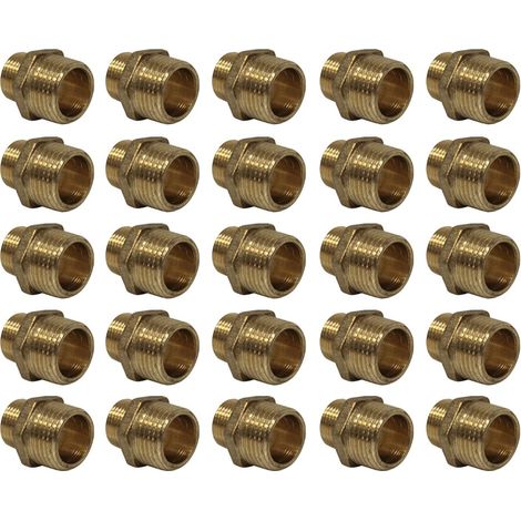 Lot de 25 Mamelons Laiton Réduit mâle/mâle 1/2"-3/8" (15/21-12/17) - Arcanaute (1/5)