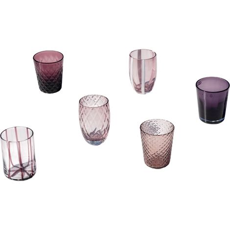 Zafferano Melting Pot Set 6 Bicchieri Monocolore - Ametista - Vetro Soffiato a Mano, 32 cl - Tumbler Artigianali per Acqua e Cocktail (1/3)